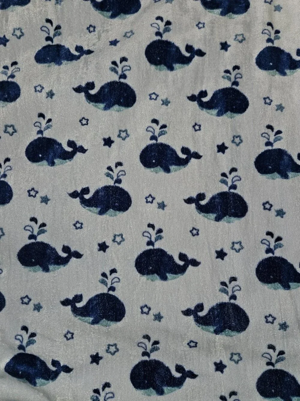 Burlington Blue White Whale Fleece Baby Play Mat Pad Tummy Time 35